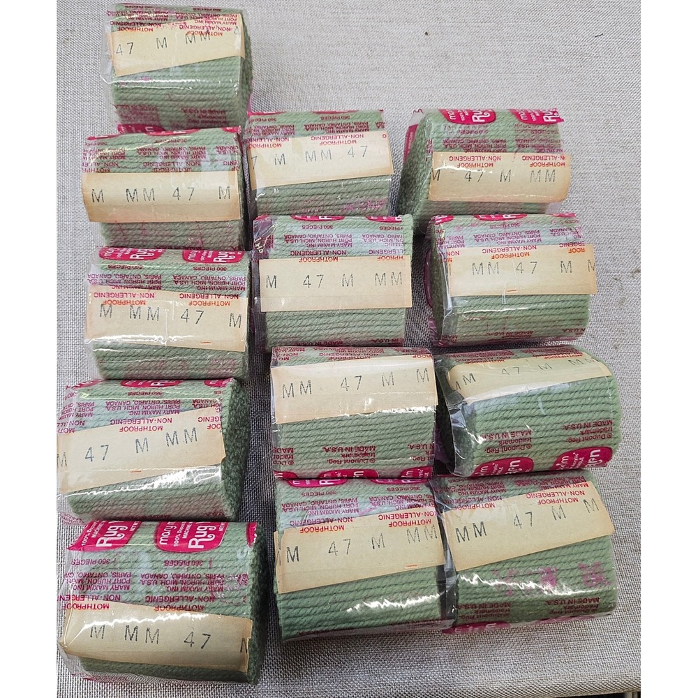 Mary Maxim Rug Yarn Lot 13 Skeins 1oz Sage Green 47 Acrylic Latch Hook Vintage